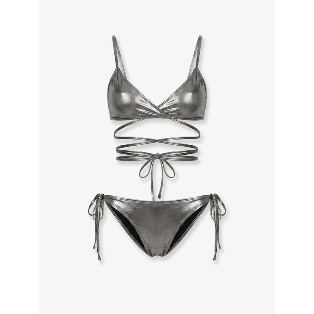 The Attico Women The Attico Il Primo Bagno Lycra Bikini With A Metallic Effect